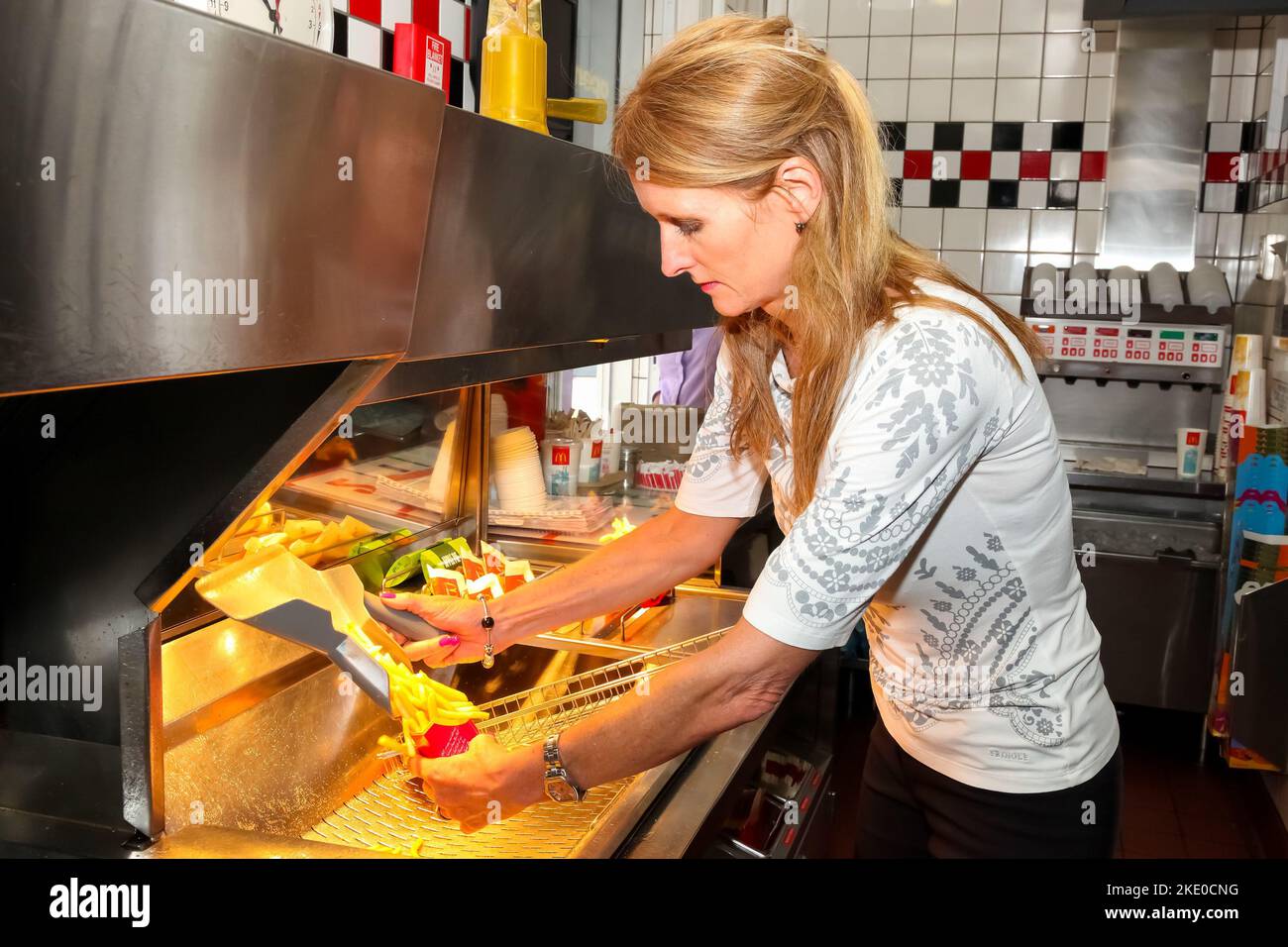The owner of the McDonald's franchise working in the restaurant for a day in Johannesburg, South