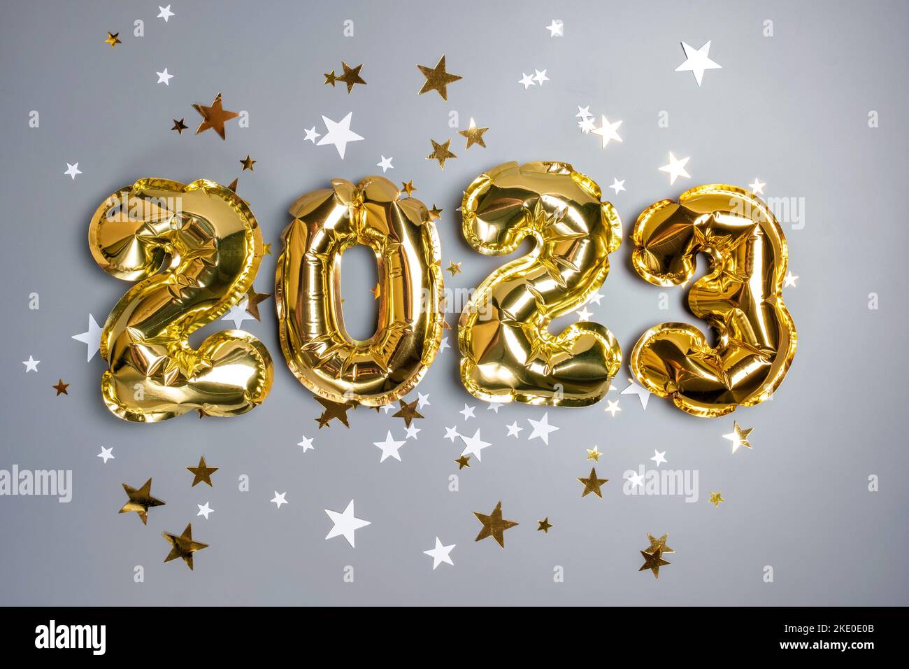 New year 2023 balloon celebration card. Stock Photo