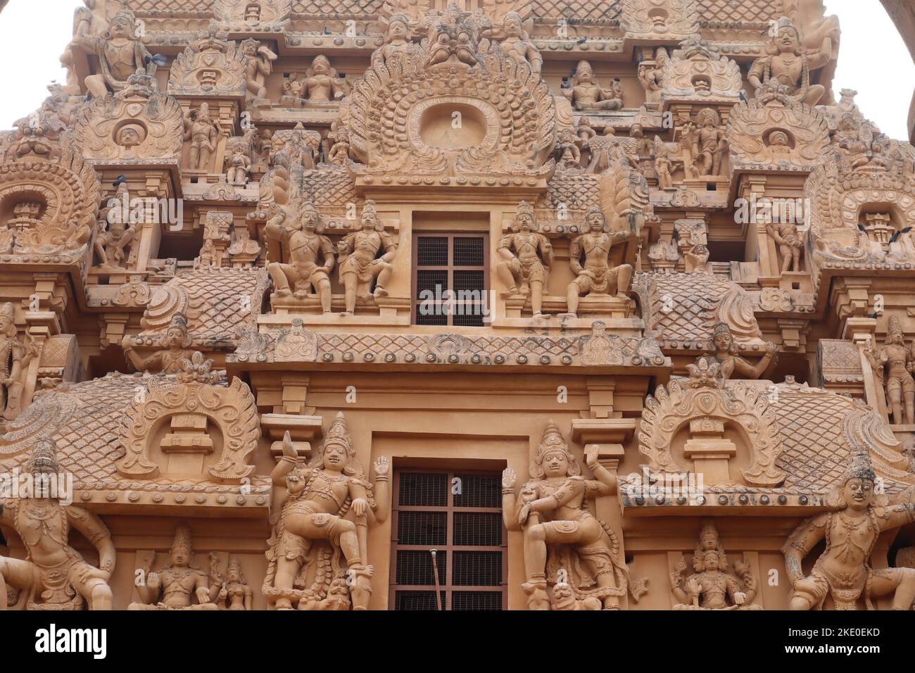 The entrance of the thousand-year-old Tanjore Brihatiyavarar temple. Stock Photo