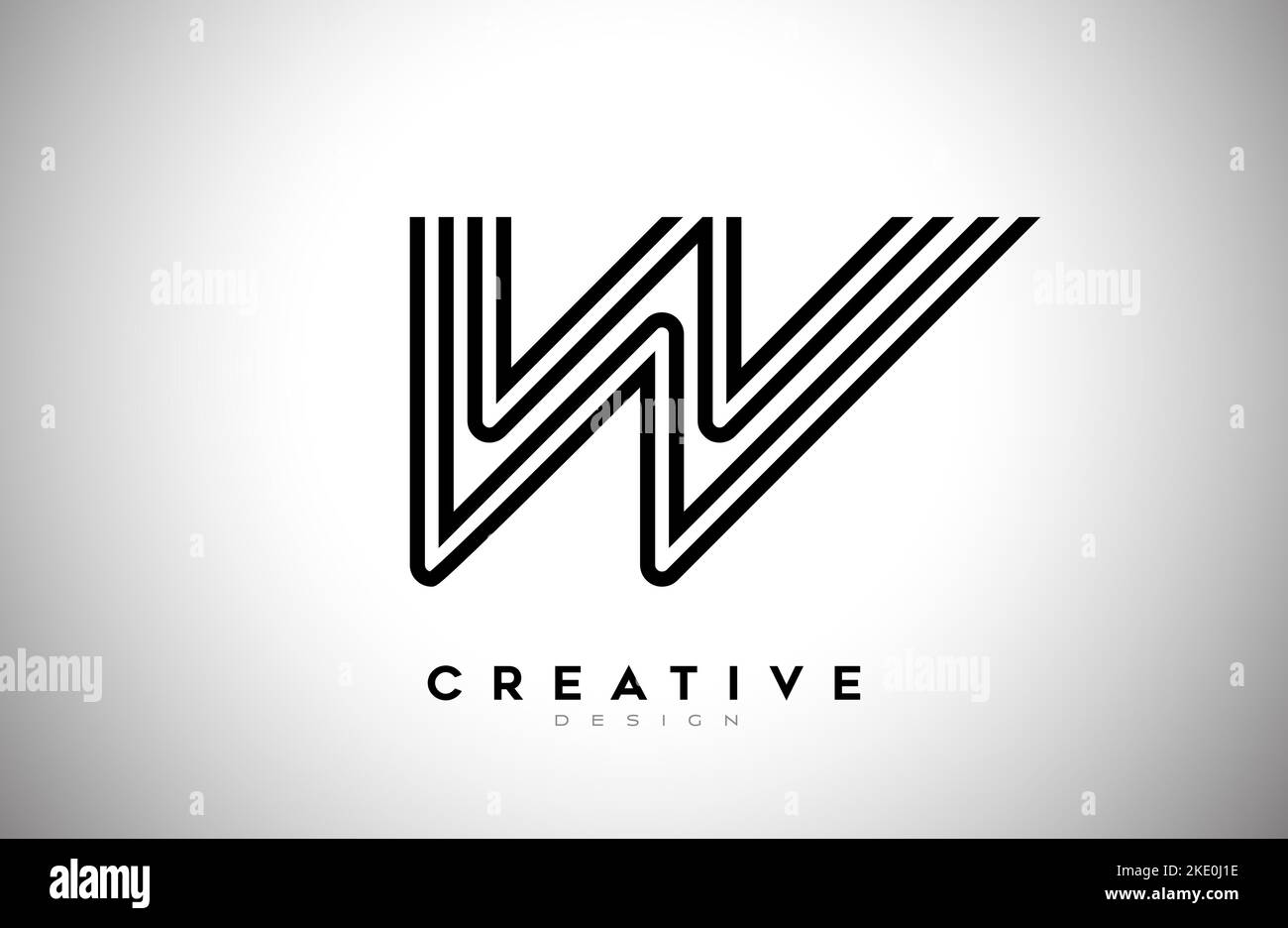 Lines Letter W Logo with Black Lines and Monogram Creative Style Design ...