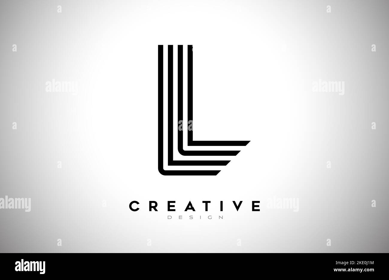 Lines Letter L Logo with Black Lines and Monogram Creative Style Design ...