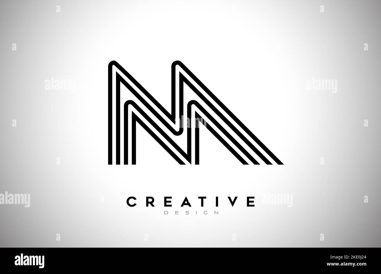 Lines Letter M Logo with Black Lines and Monogram Creative Style Design ...