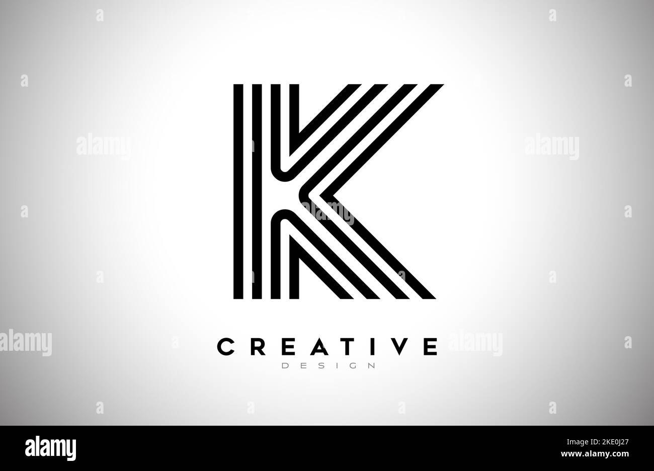 Lines Letter K Logo with Black Lines and Monogram Creative Style Design ...