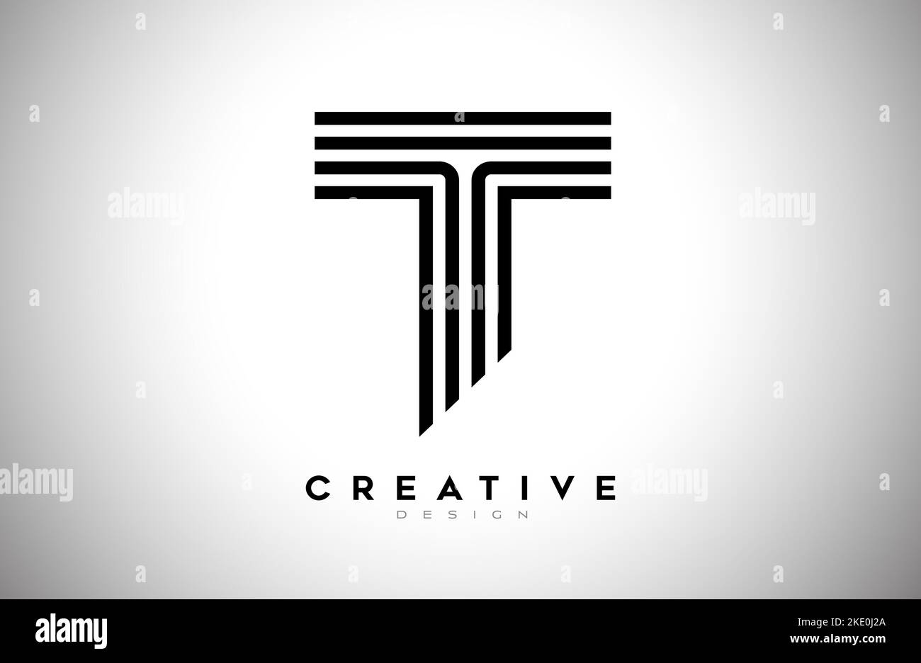 Lines Letter T Logo with Black Lines and Monogram Creative Style Design ...