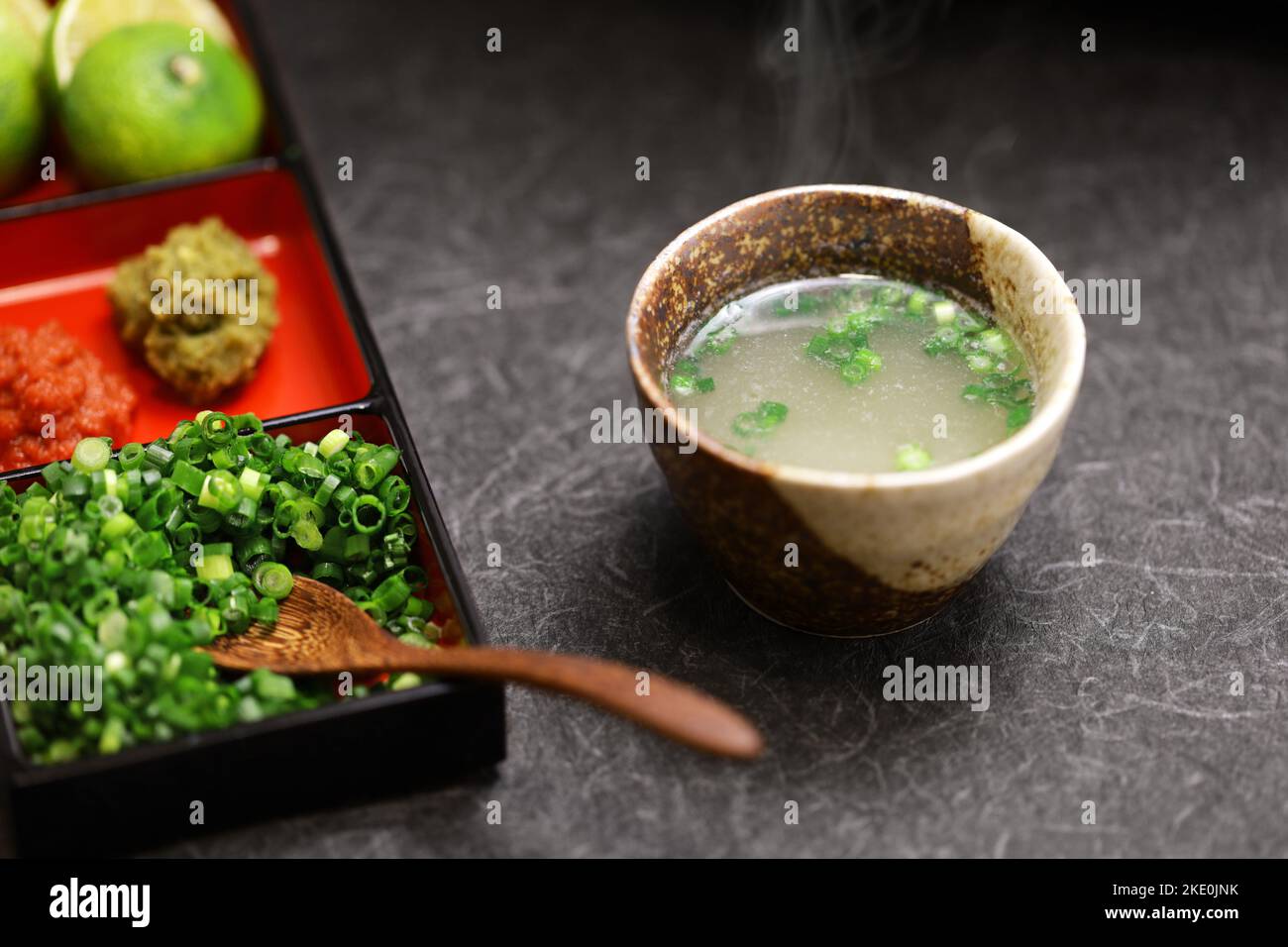 Mizutaki, Japanese chicken hot pot; served the soup Stock Photo Alamy