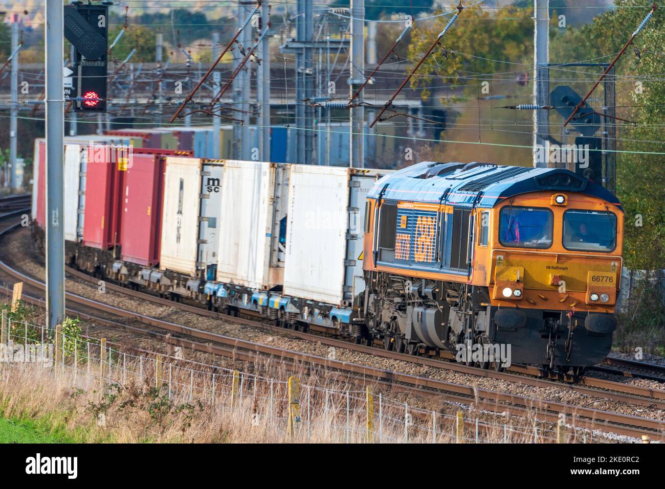 Class 66 diesel electric fright named Joanee of GBRF hauling