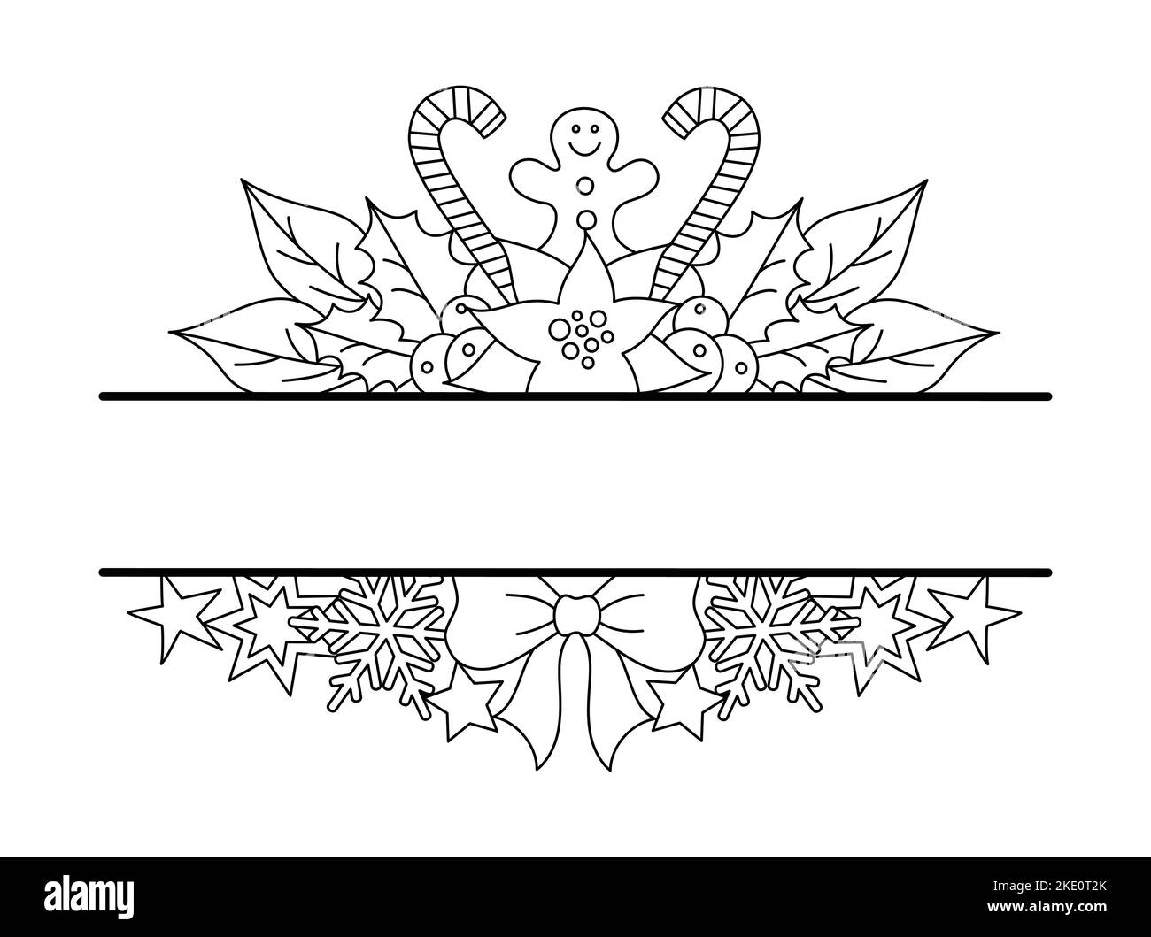 Frame Christmas elements in a line art style Stock Vector Image & Art