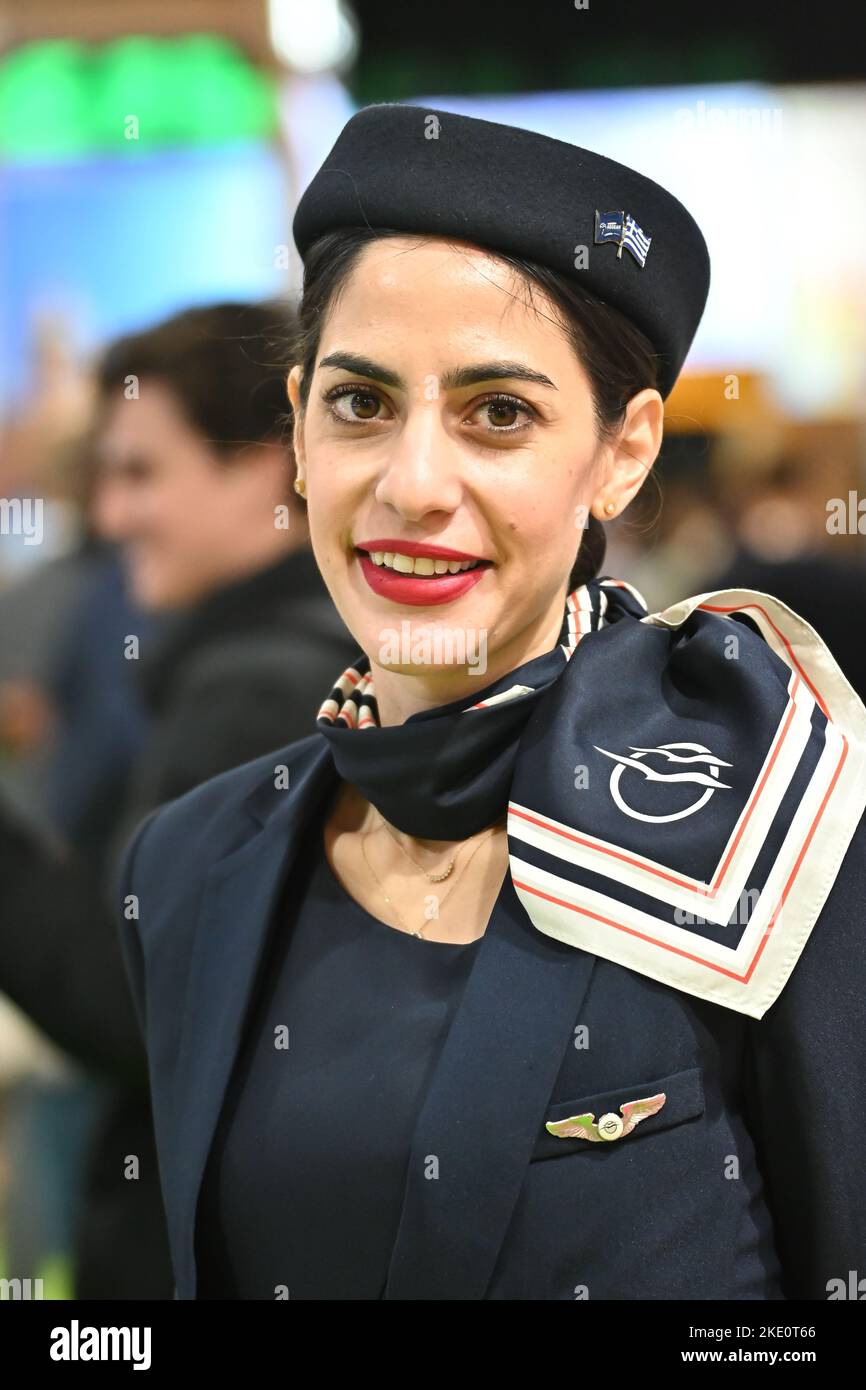 London, England, UK. 9th Nov, 2022. Aegean airlines tourism exhibitors at Where Travel & Tourism Meet at World Travel Market London the International Travel Trade Show #WTMLDN at Excel London. Credit: See Li/Picture Capital/Alamy Live News Stock Photo