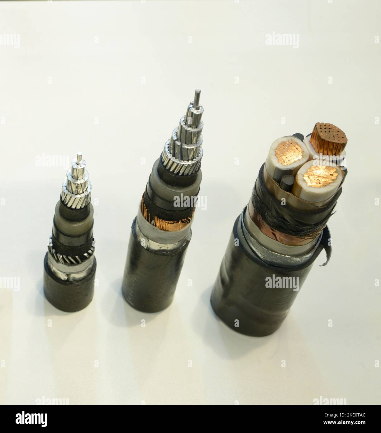 Multiconductor control and power cables, sheathed. Closeup, stand