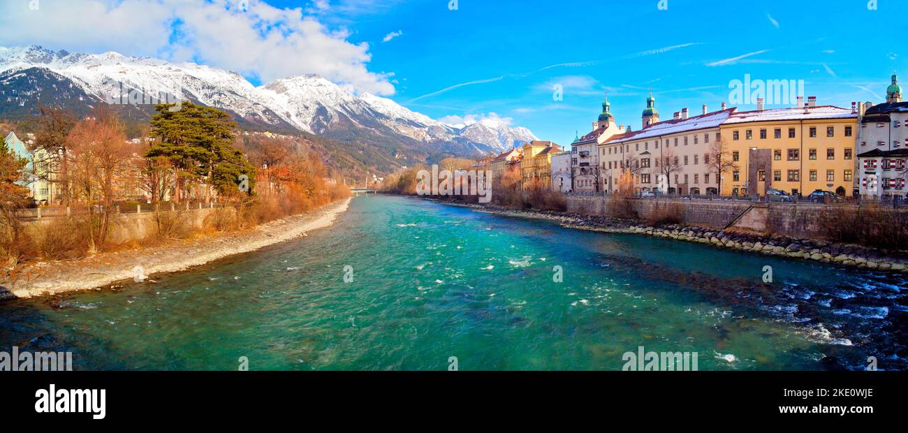 Panoramic View of Innsbruck, Alps, Austria Stock Photo