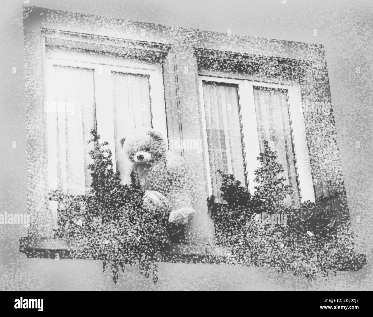 christmas-lights-house-germany-black-and-white-stock-photos-images