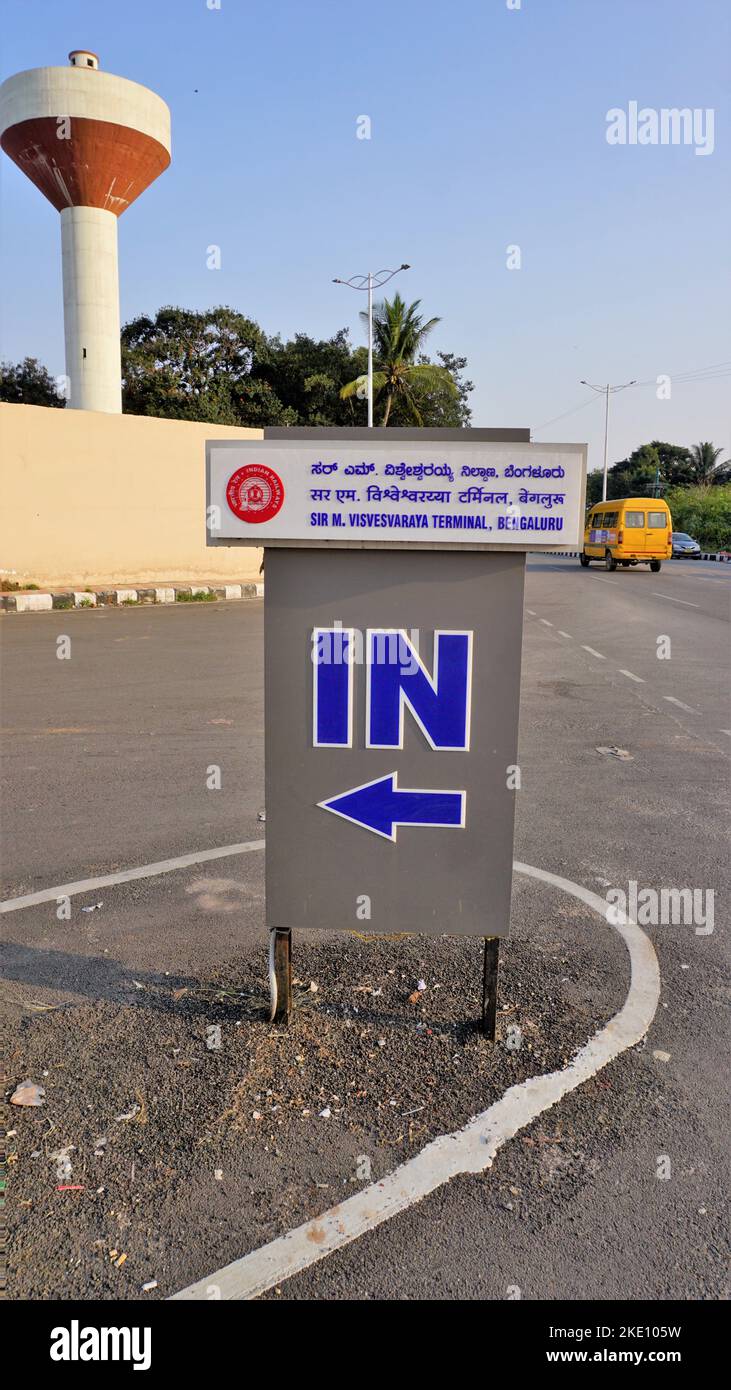 Sign board in railway station hi-res stock photography and
