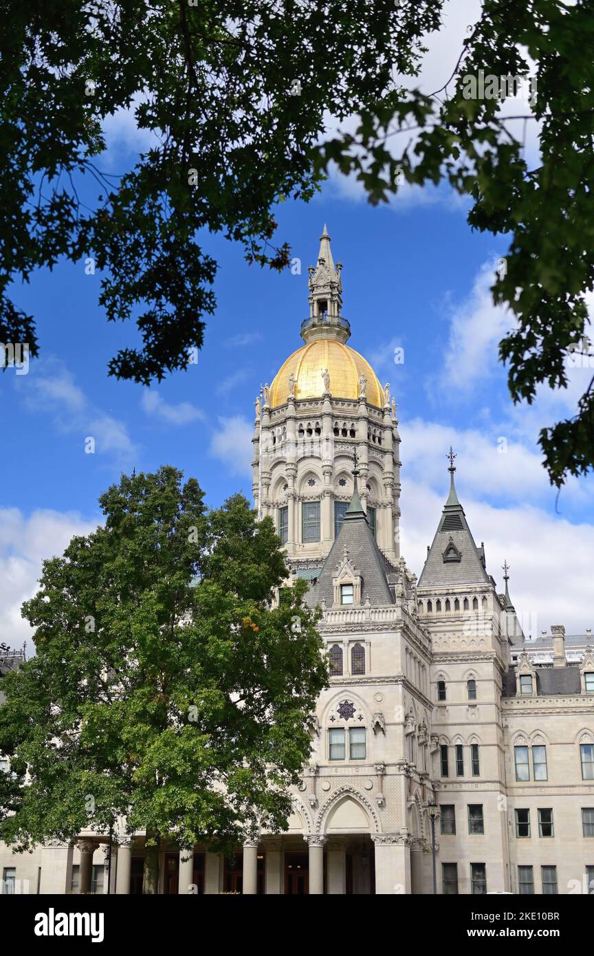 Hartford, Connecticut, USA. The Connecticut State Capitol Building, built from 1872-1878, houses the State Senate and House of Representatives. Stock Photo