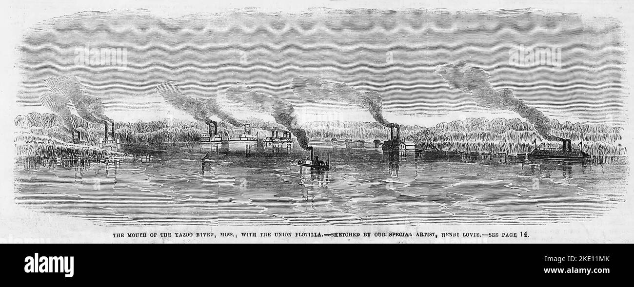 The mouth of the Yazoo River, Mississippi, with the Union flotilla