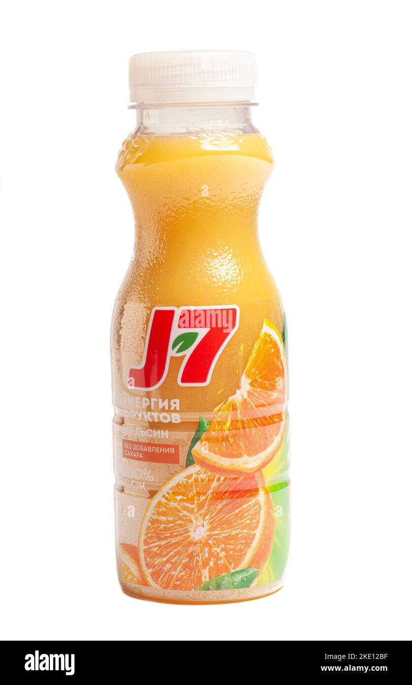 Moscow, Russia, November 09,2022: J7 orange juice bottle Stock Photo ...
