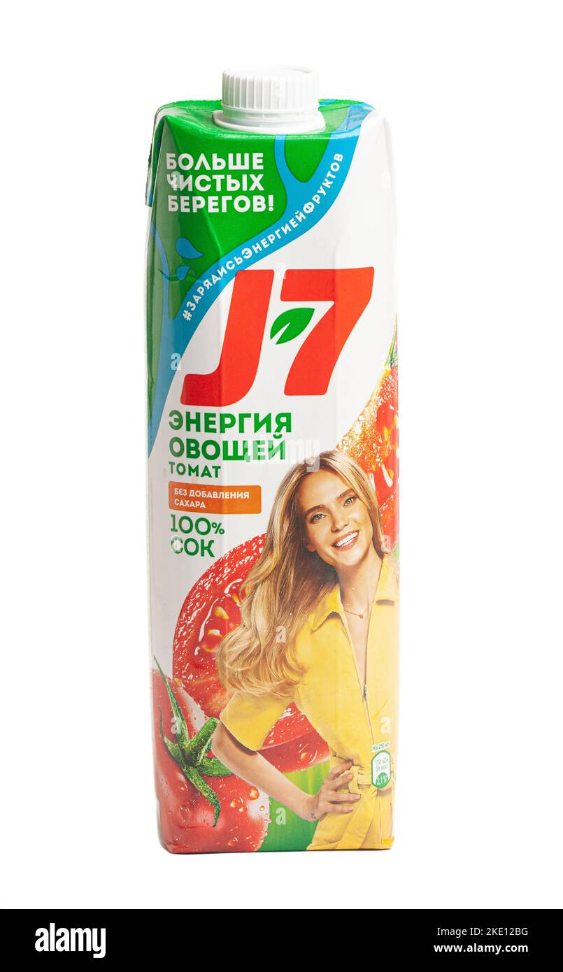 Moscow, Russia, November 09,2022: J7 tomato juice package Stock Photo ...