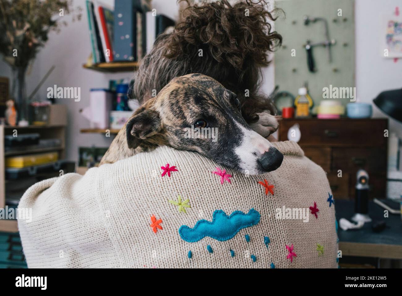 Female with dog rear view hi-res stock photography and images - Alamy