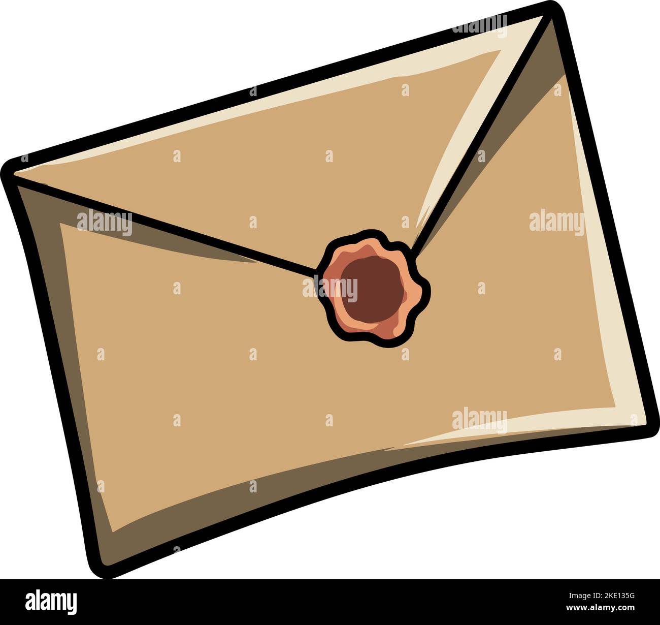 A cartoon-style vintage envelope isolated on a white background Stock ...