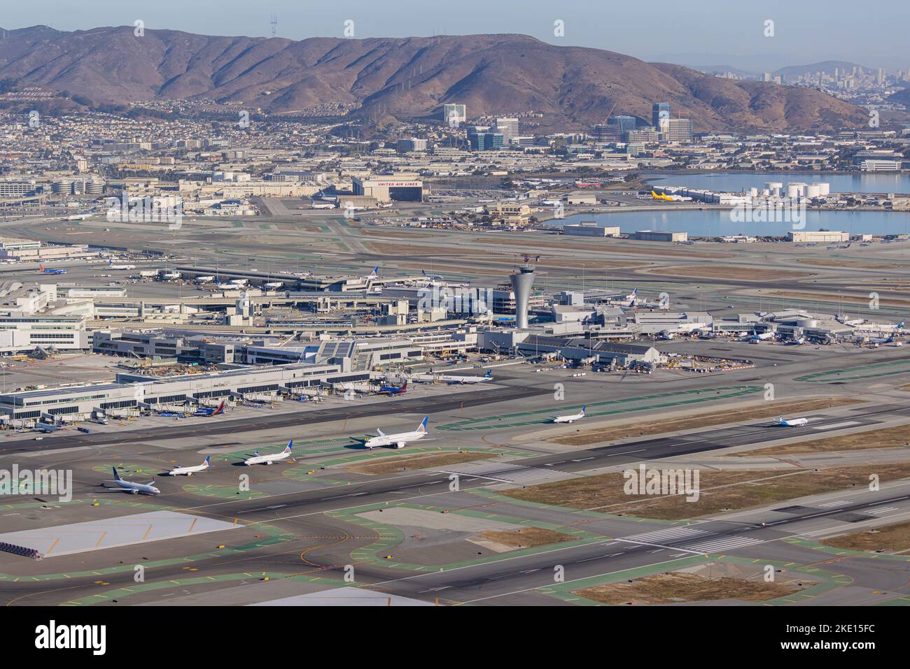 San Francisco International Airport Aerial - SFO Stock Photo