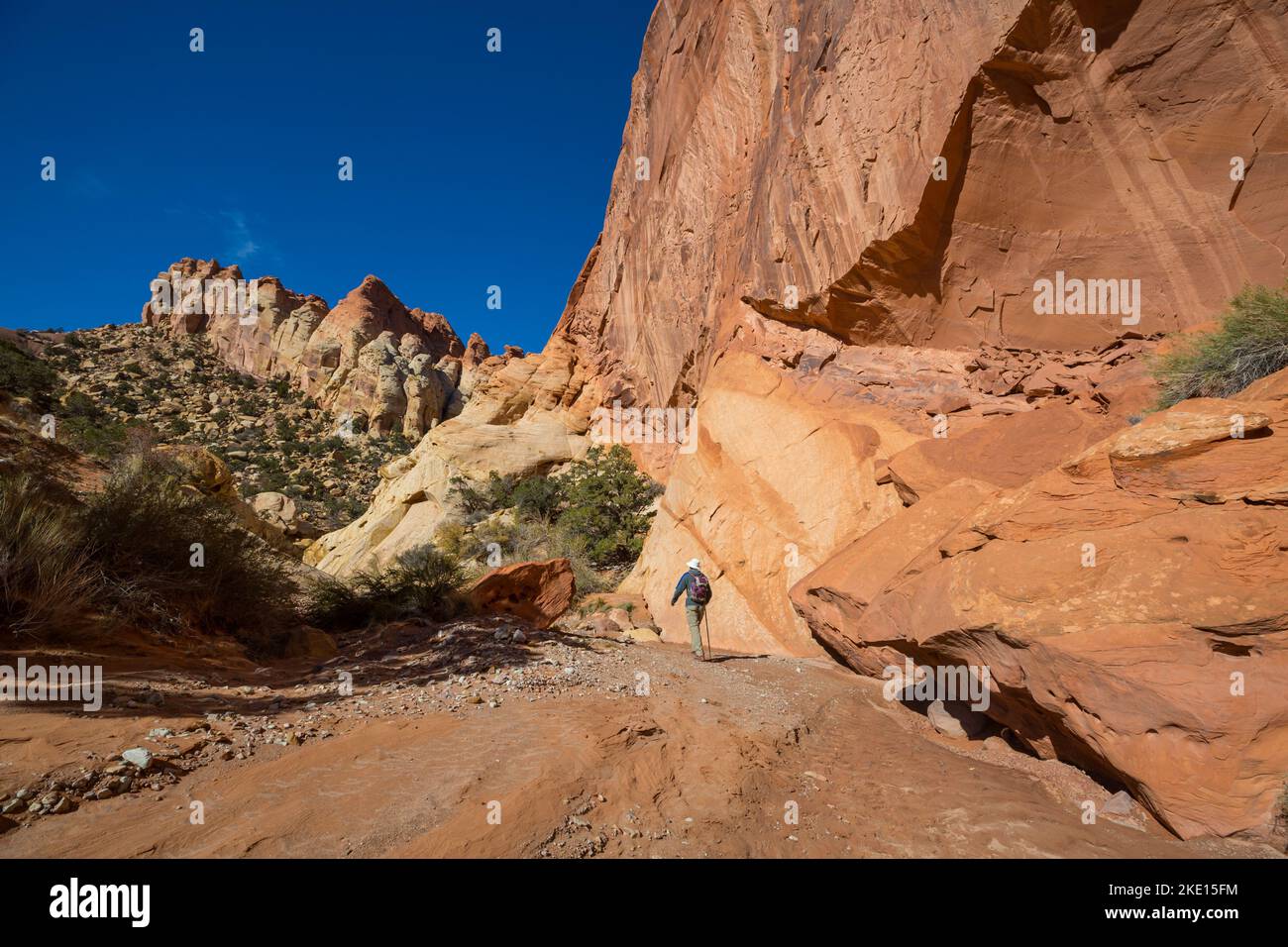 Hike in the Utah mountains. Hiking in unusual natural landscapes