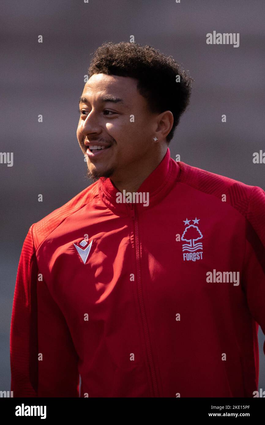 Jesse Ritchie Jesse Lingard #11 of Nottingham Forest arrives before the Carabao Cup ...