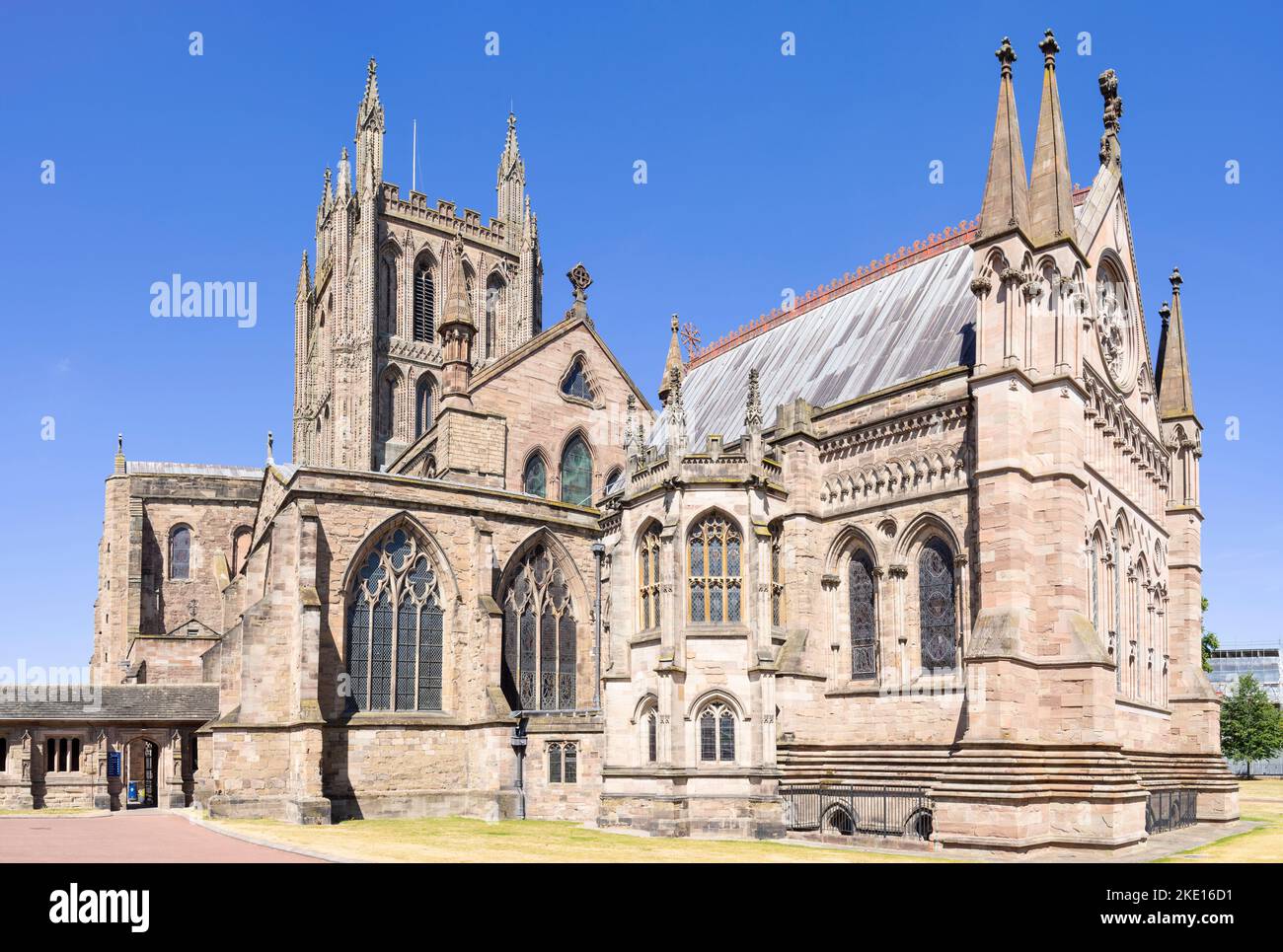 Hereford Cathedral or the Hereford Cathedral of Saint Mary the Virgin and Saint Ethelbert the King Hereford Herefordshire England UK GB Europe Stock Photo