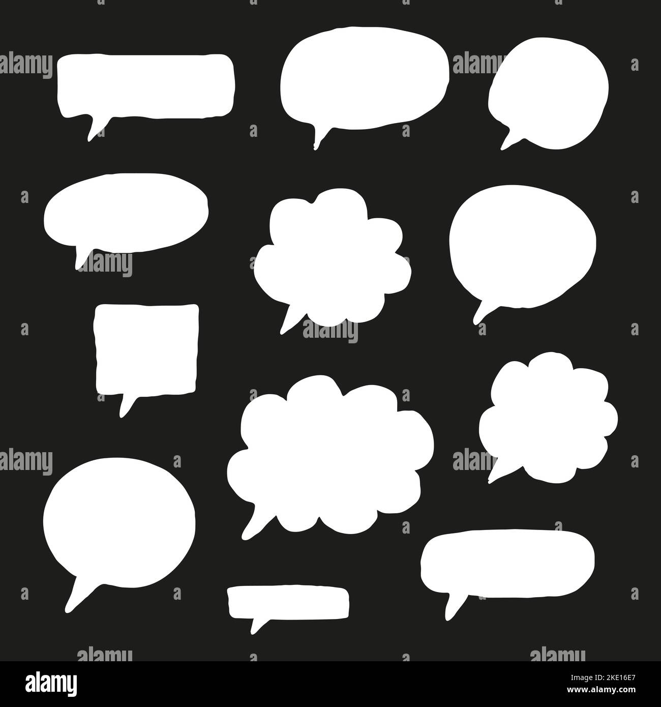 Set of hand drawn sketched speech bubbles isolated on black background ...