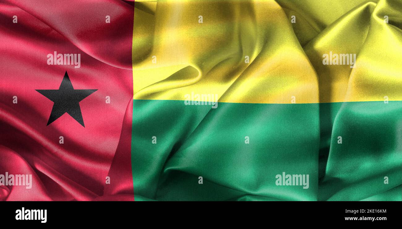Guinea-Bissau flag - realistic flag in the wind Stock Photo