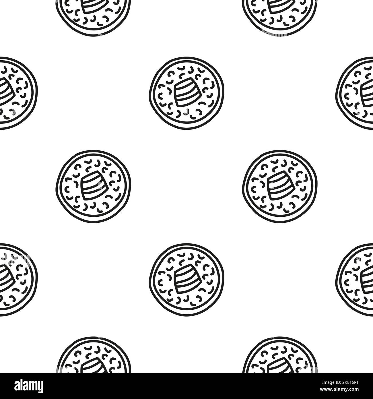 Black and white seamless pattern with doodle outline maki sushi Stock ...