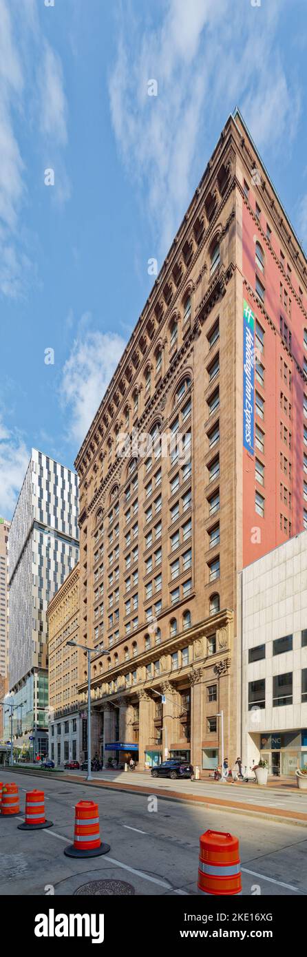 Historic New England Building now houses Holiday Inn Express, Marble Room restaurant, and condominium apartments. It has also been known as Guardian S Stock Photo