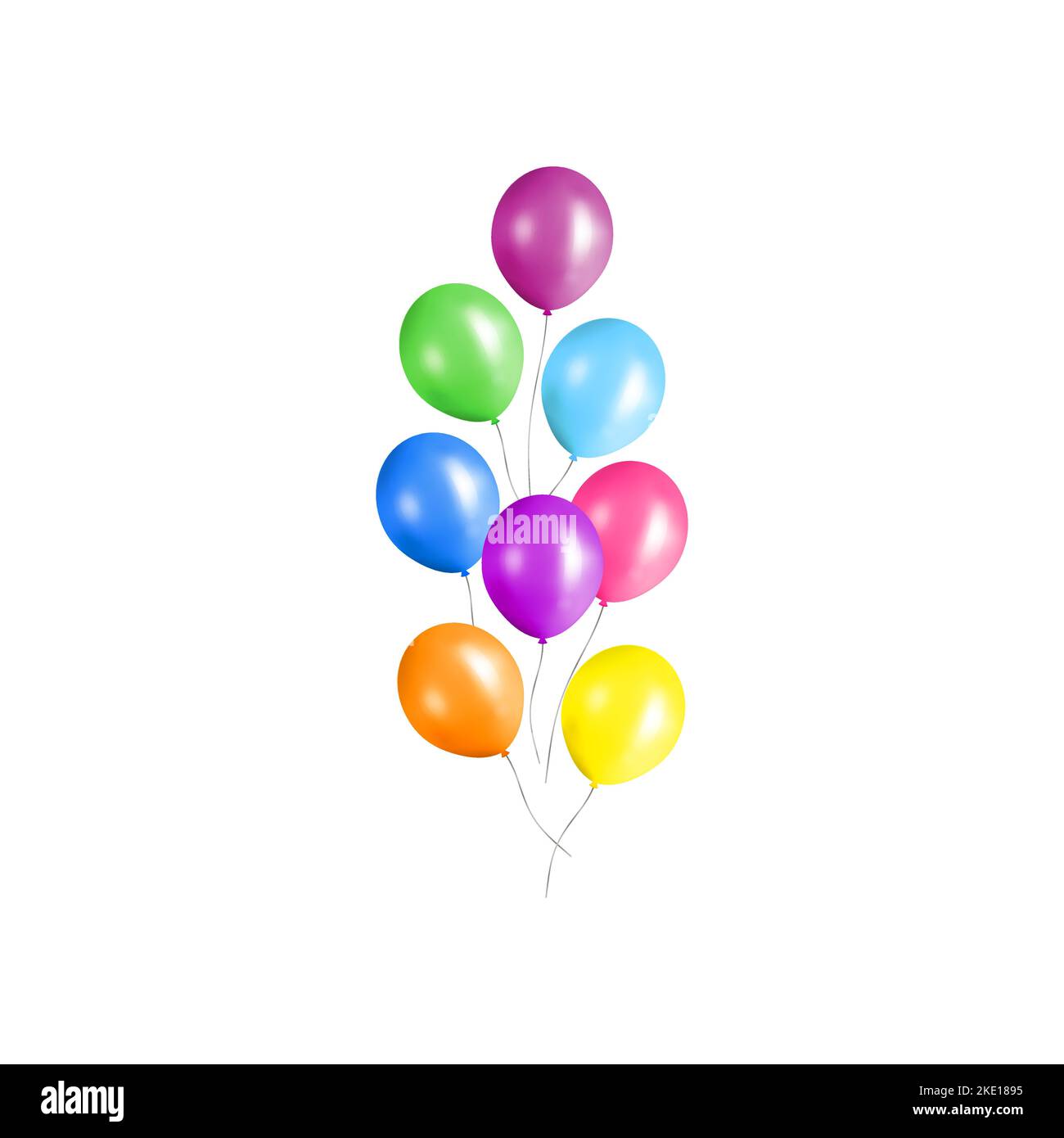 Bunch of colorful glossy helium balloons isolated on white background ...