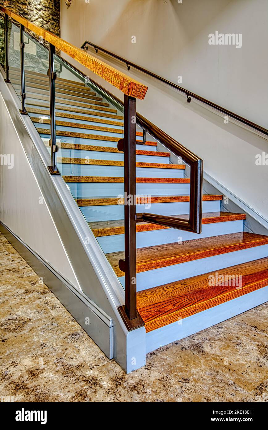 Architectural installation of customized railings, bannisters Stock ...