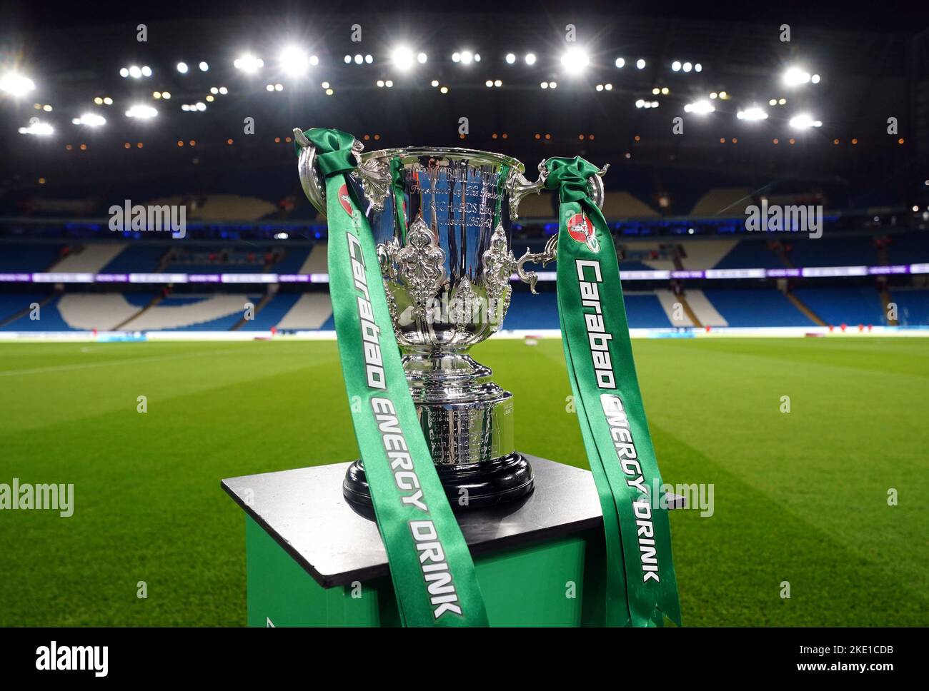A general view of the Carabao Cup Trophy ahead of the Carabao Cup third round match at the Etihad Stadium, Manchester. Picture date: Wednesday November 9, 2022. Stock Photo