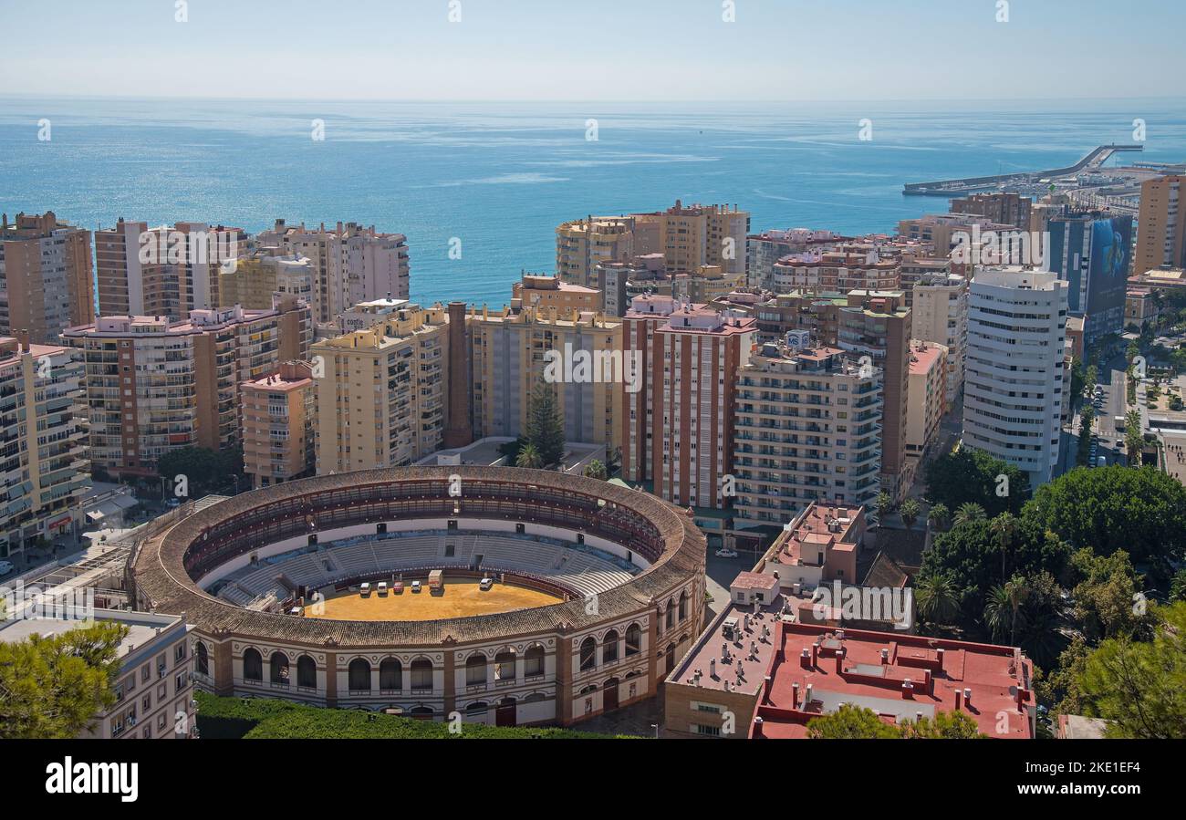 Ariel view of the Bull ring in Malaga Spain Stock Photo