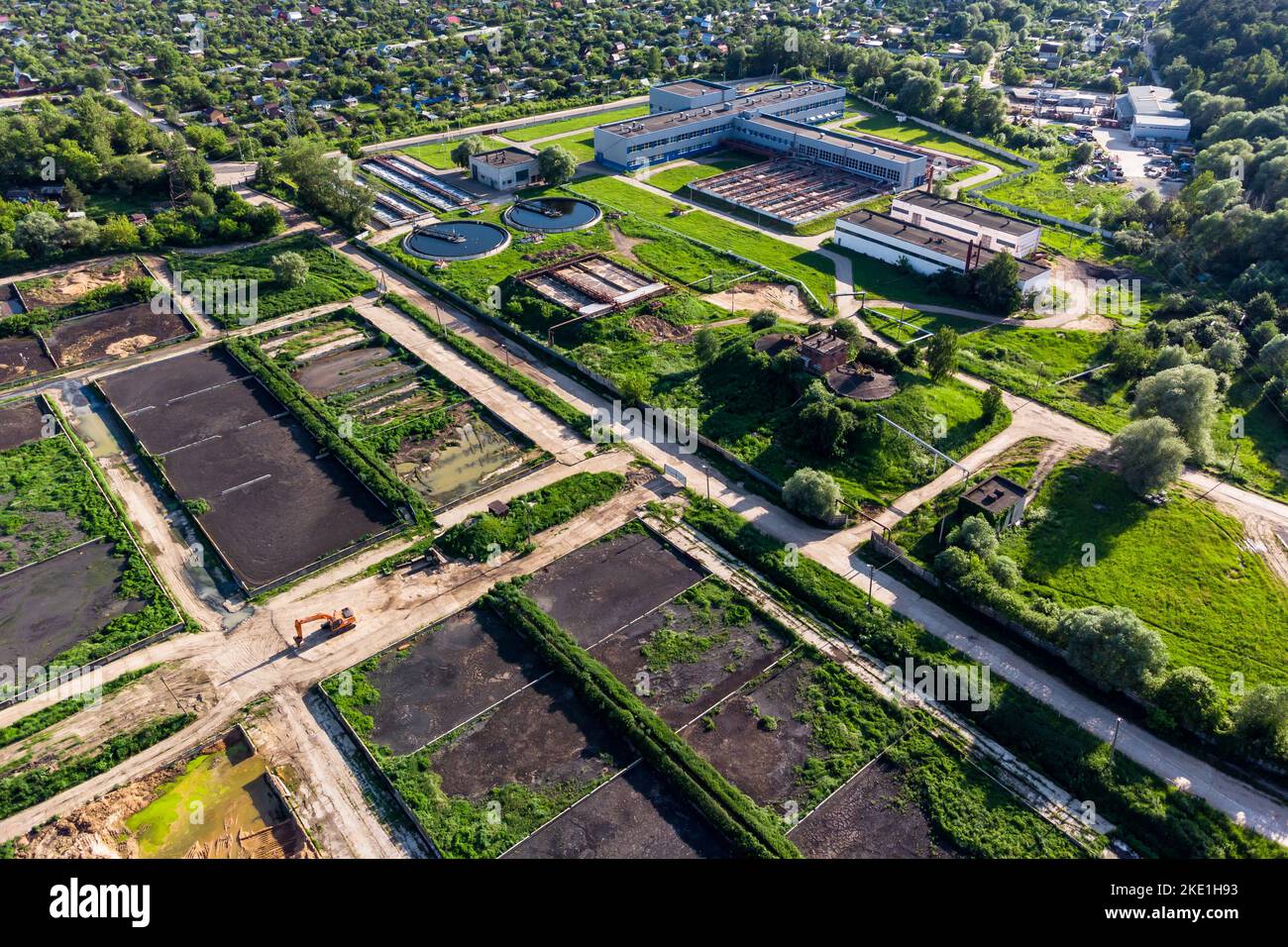 Aerial view of the city's wastewater treatment plant Stock Photo - Alamy