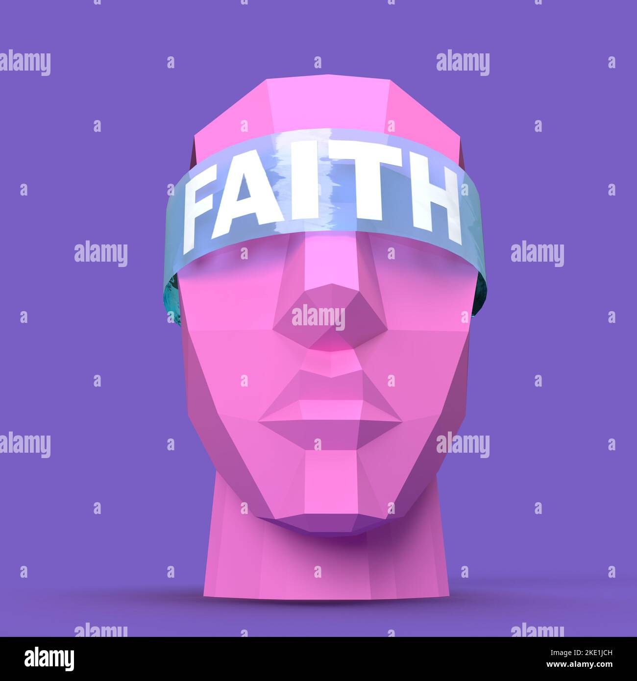 blind faith head - obscured vision of  indoctrinated person illustration Stock Photo