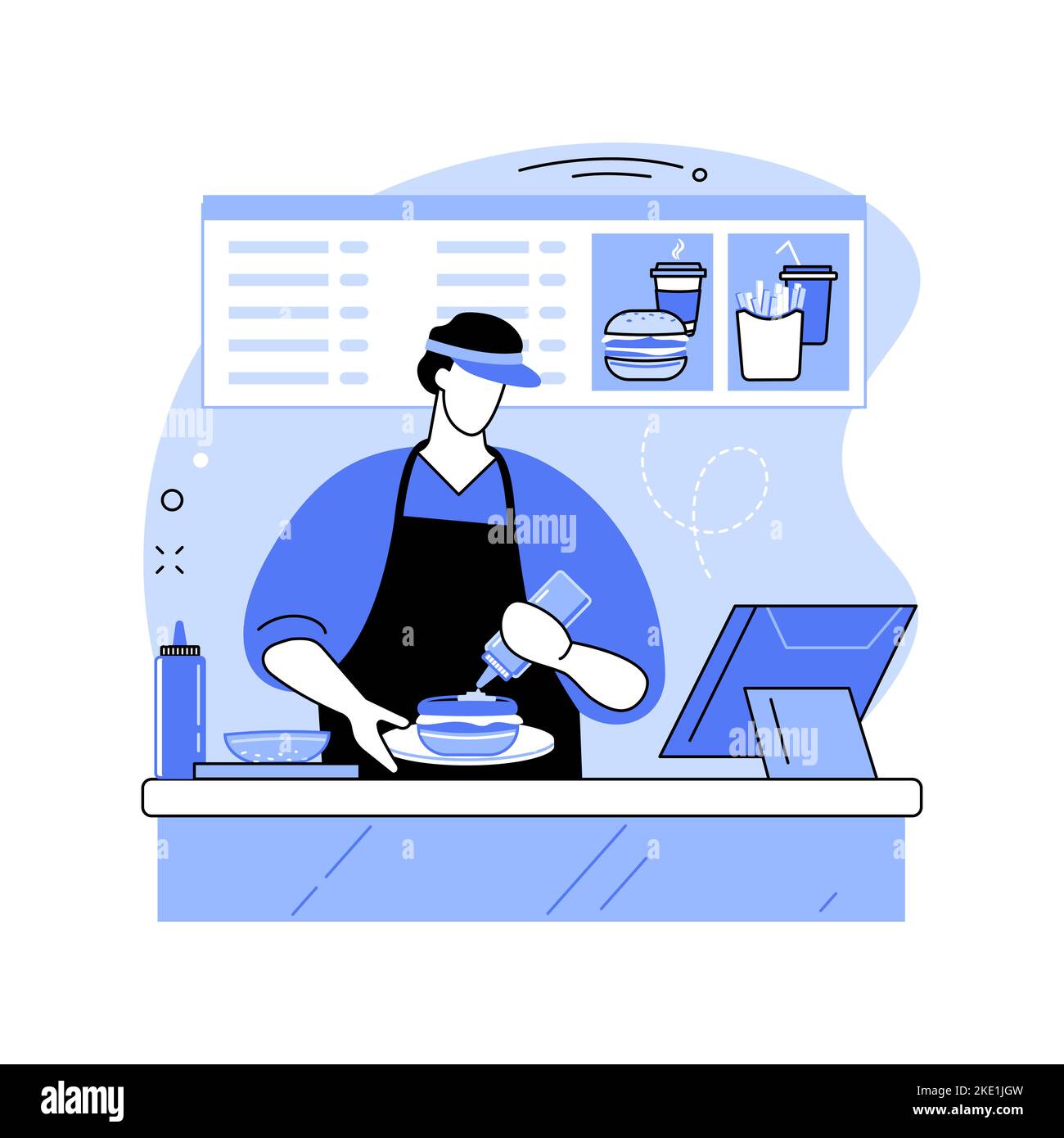 Fast food preparation isolated cartoon vector illustrations Stock