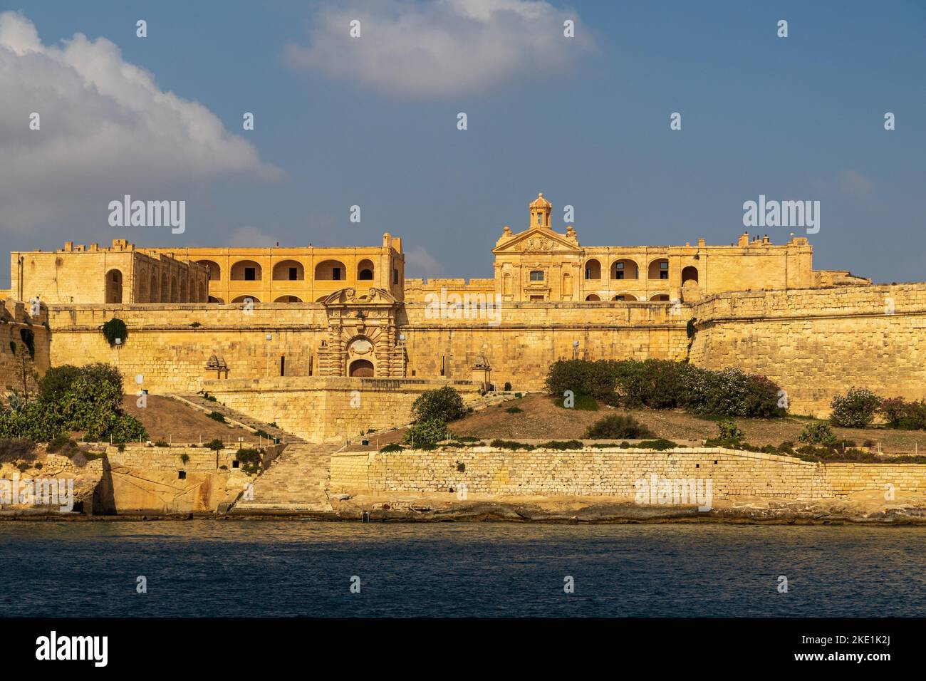 The Fort Manoel over  the sea in Valletta Malta Stock Photo