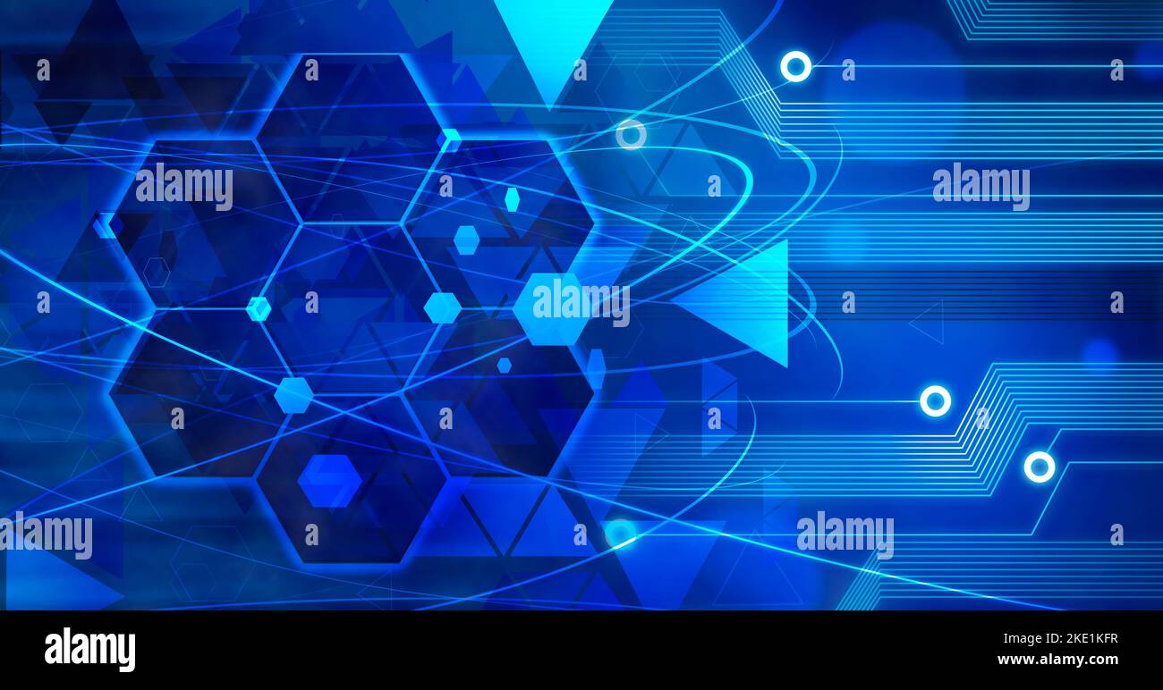 A future technologies concept with hexagonal shapes on it Stock Photo