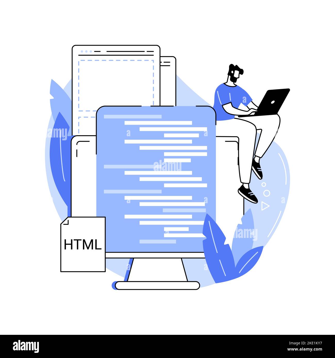 HTML coding isolated cartoon vector illustrations Stock Vector Image ...