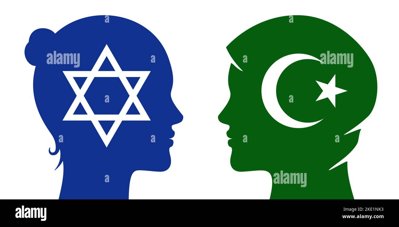 Jewish and muslim women relations concept vector illustration