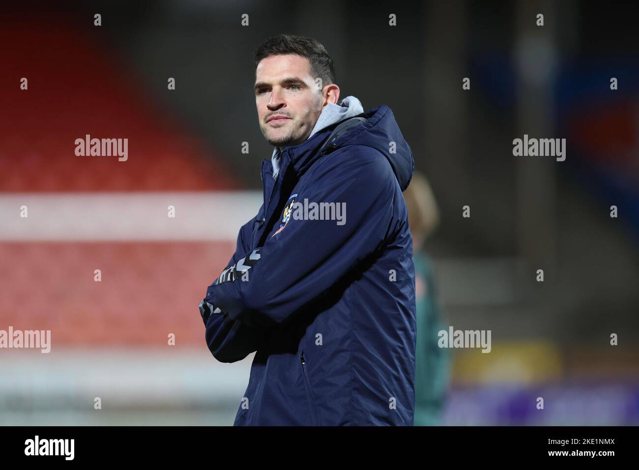 9th November 2022; Tannadice Park, Dundee, Scotland: Scottish Premier League football, Dundee United versus Kilmarnock; Kyle Lafferty of Kilmarnock inspects the pitch before the match Stock Photo