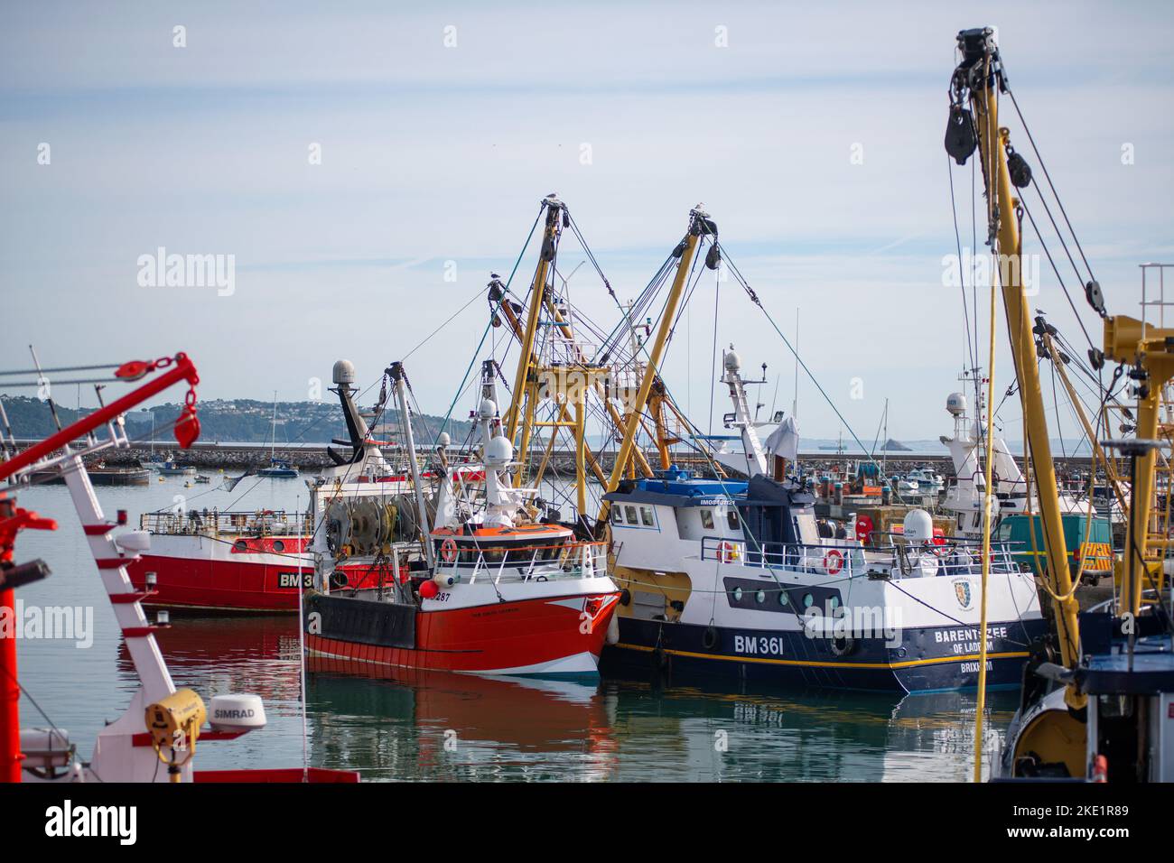 Fishing boats in the harbour at Brixham Fish Market, Brixham, South
