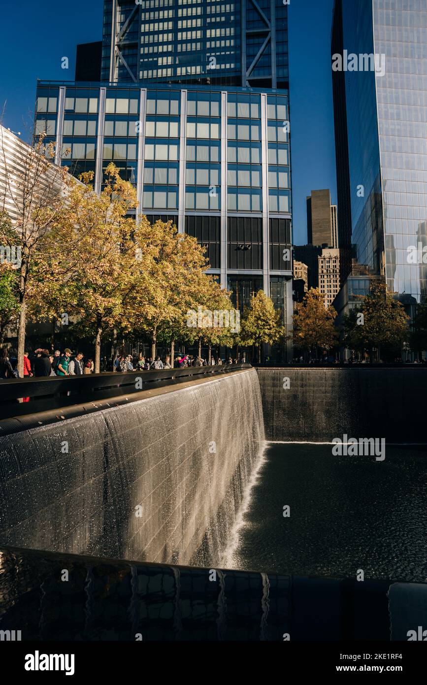 9 11 Memorial fountain in New York Manhattan - oct, 2022. High quality ...