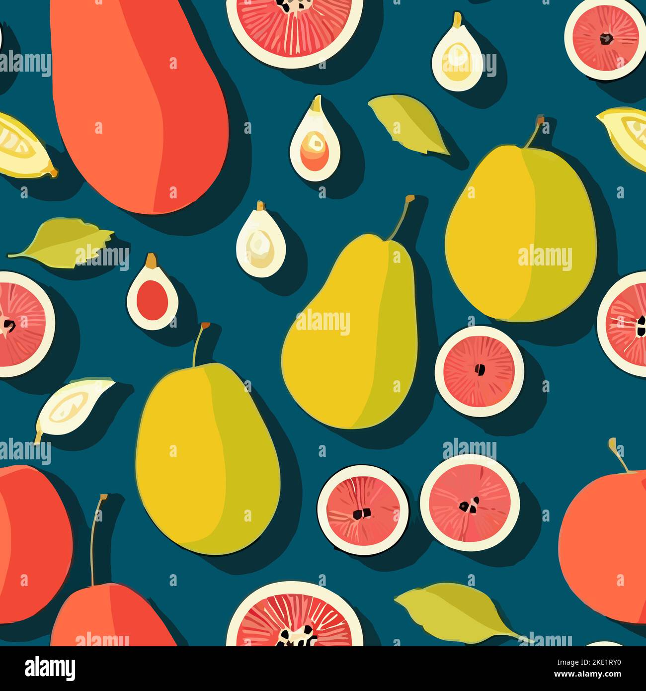 A vector illustration of a seamless fruit pattern background Stock ...