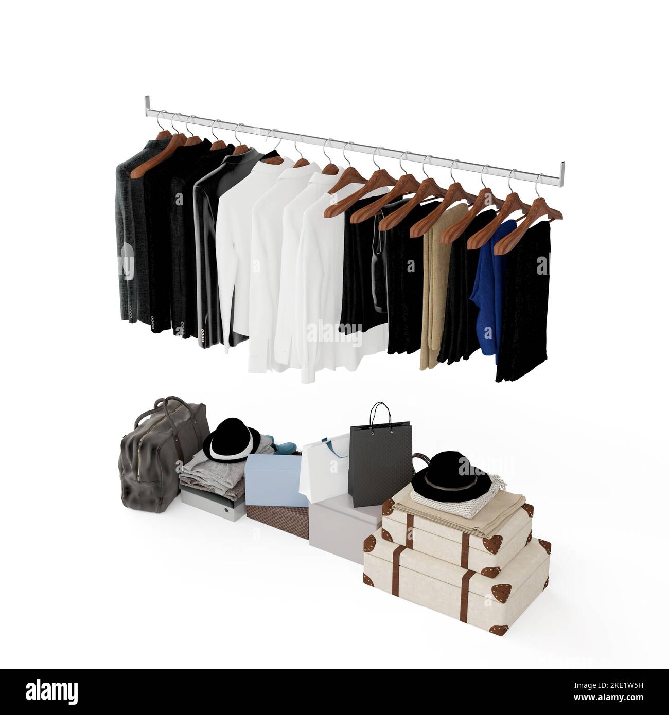 https://c8.alamy.com/comp/2KE1W5H/a-3d-illustration-of-a-collection-of-clothes-hanging-on-a-rack-isolated-on-the-white-background-2KE1W5H.jpg