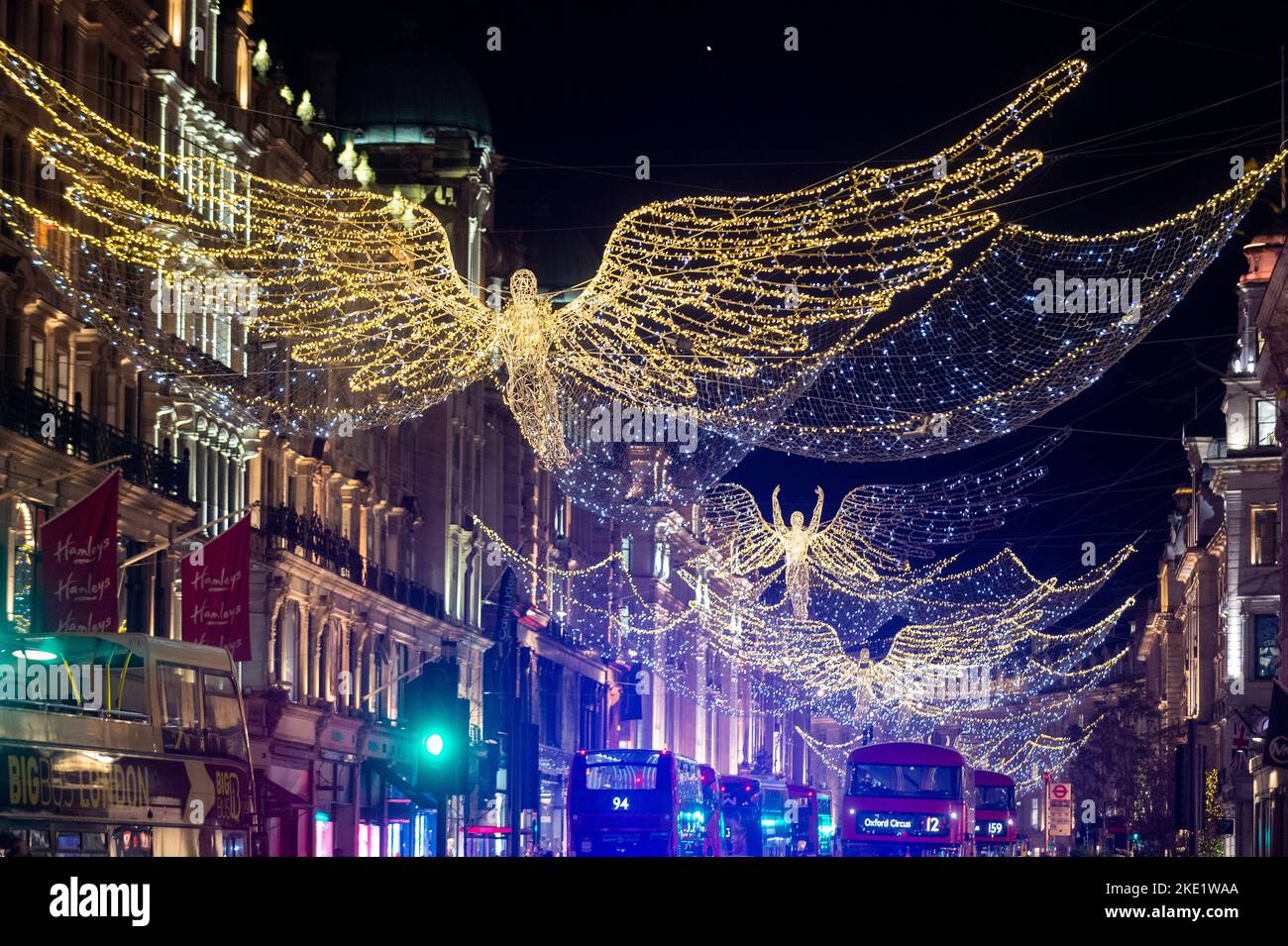Regent street christmas lights switch on london hires stock