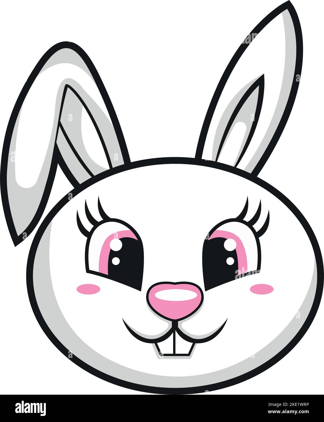 Cute Rabbit Bunny Face In Kawaii Style Vector Clip Art Stock