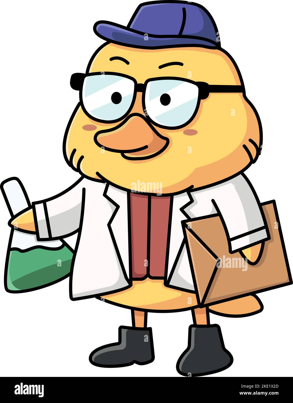 A cute kawaii scientist little duck clipart with glasses, holding a  chemical potion Stock Vector Image & Art - Alamy
