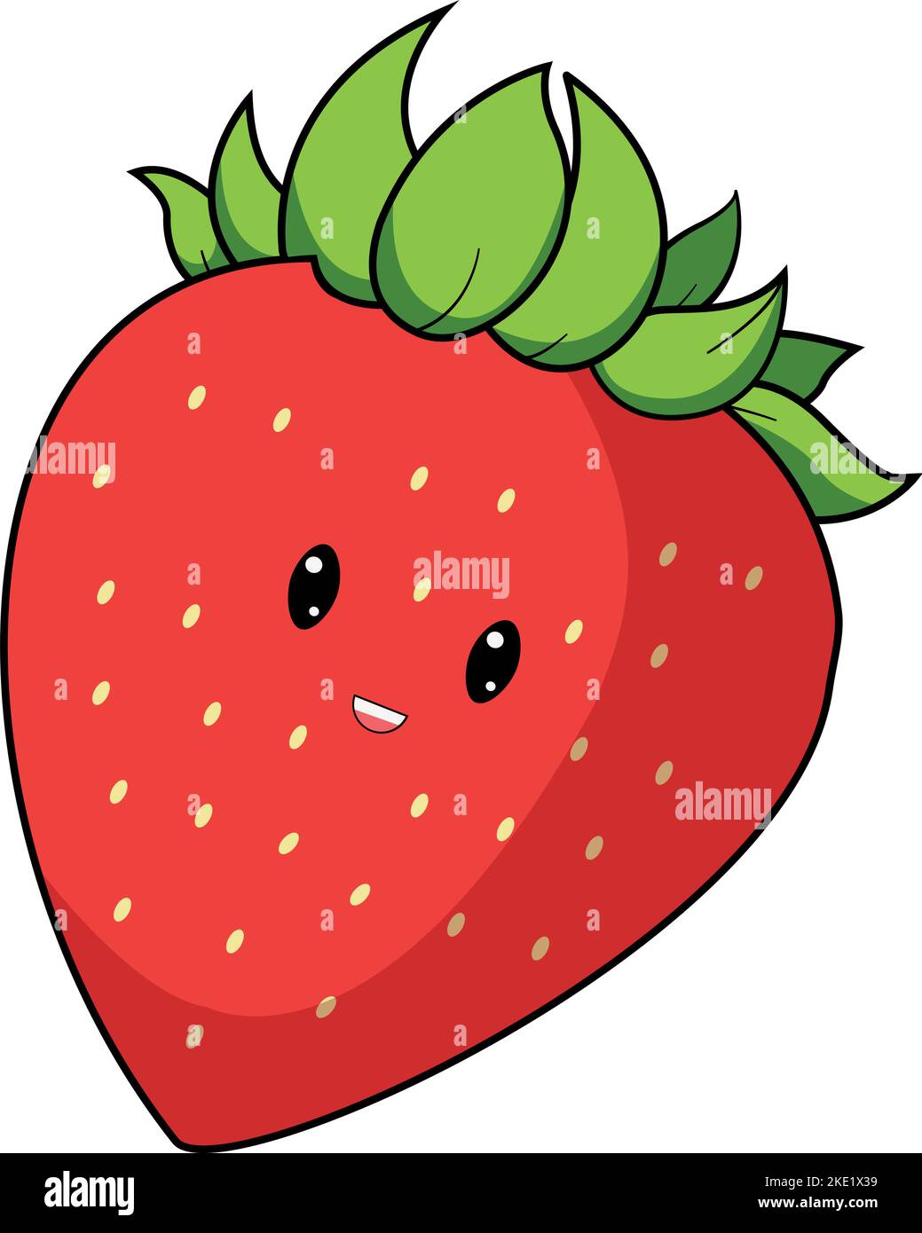 A cute kawaii cartoon character of a smiling strawberry on a white ...
